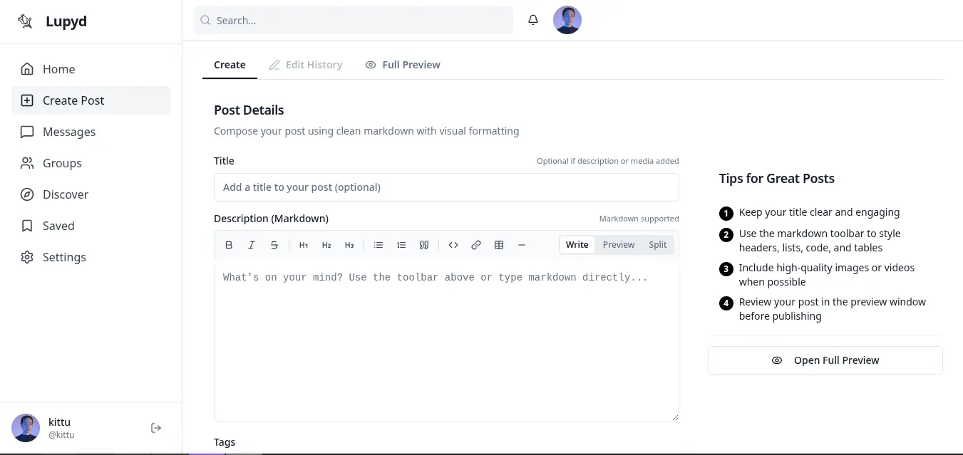 Lupyd Workspace & Project Collaboration (Light Mode)
